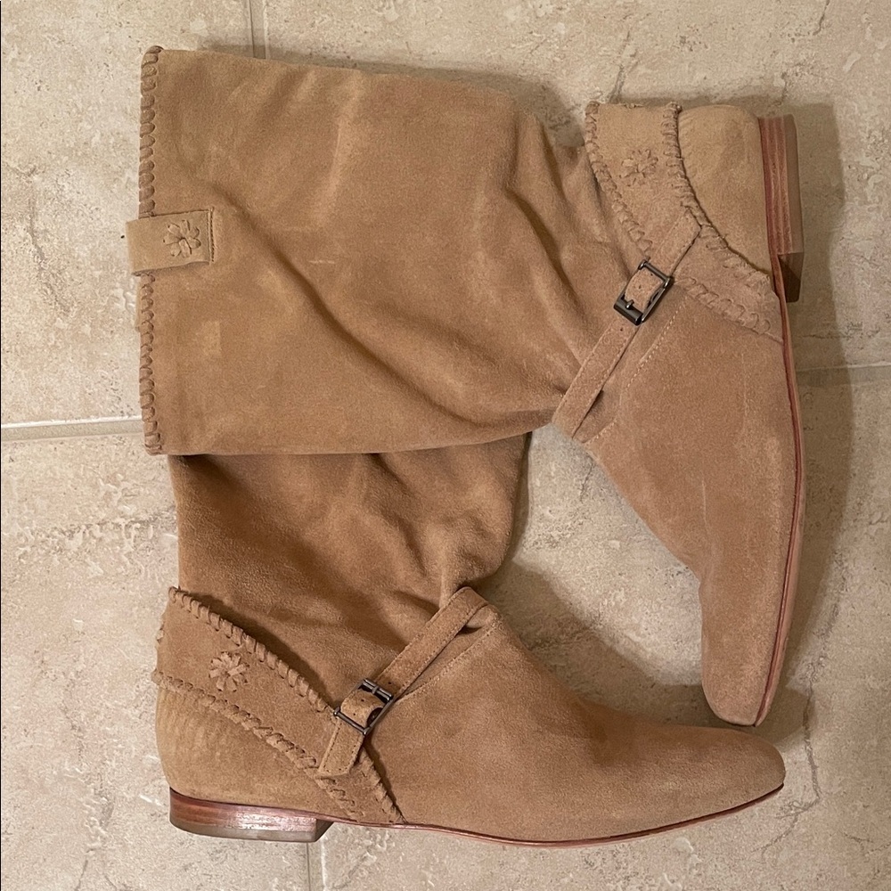 Jack Rogers Camel Suede Buckle Boots